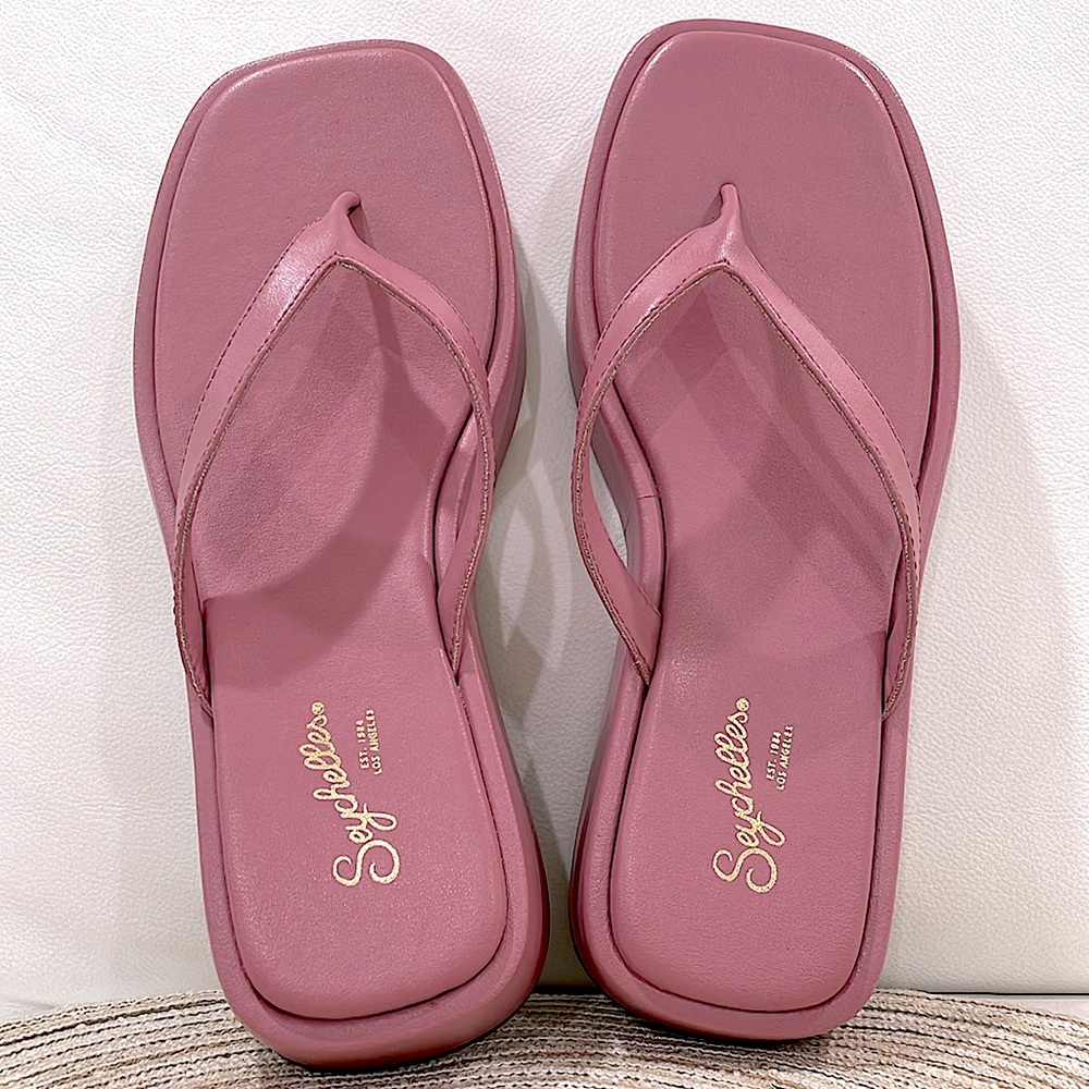 NIB pink Flatforms flip flop platform-sandals 2” beach pool slides toe loop ring - Picture 15 of 16